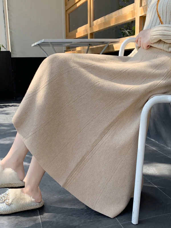 Stylish A-Line Solid Color Skirts Bottoms - Image 8