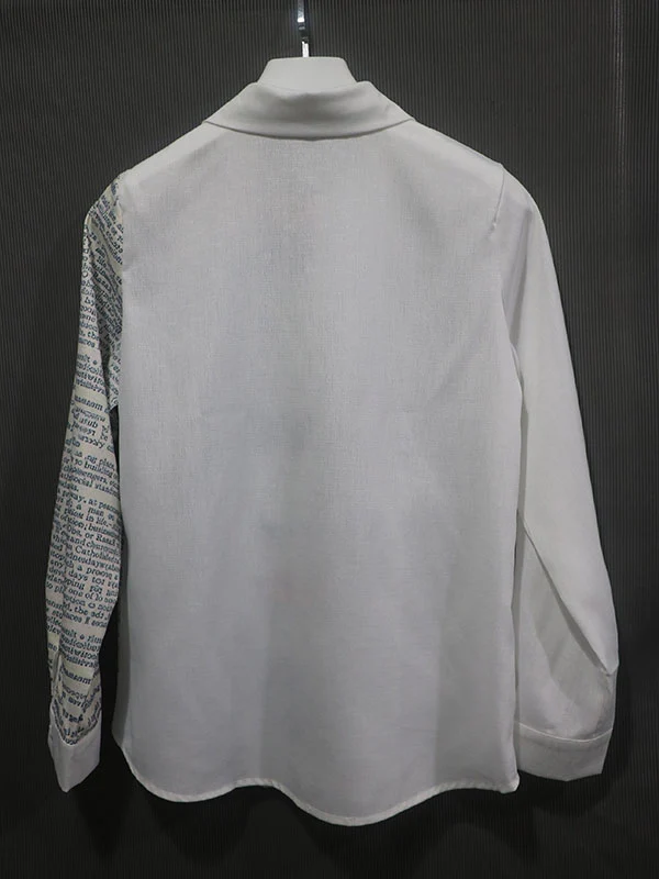 Stylish Asymmetric Printed Lapel Long Sleeves Blouse Tops - Image 6