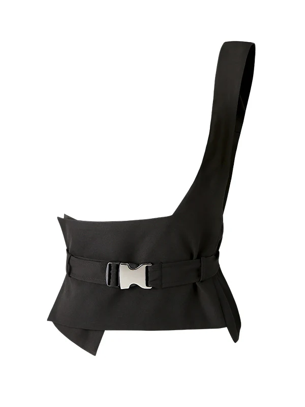 Stylish Belt Buckle Black Vest - Image 10