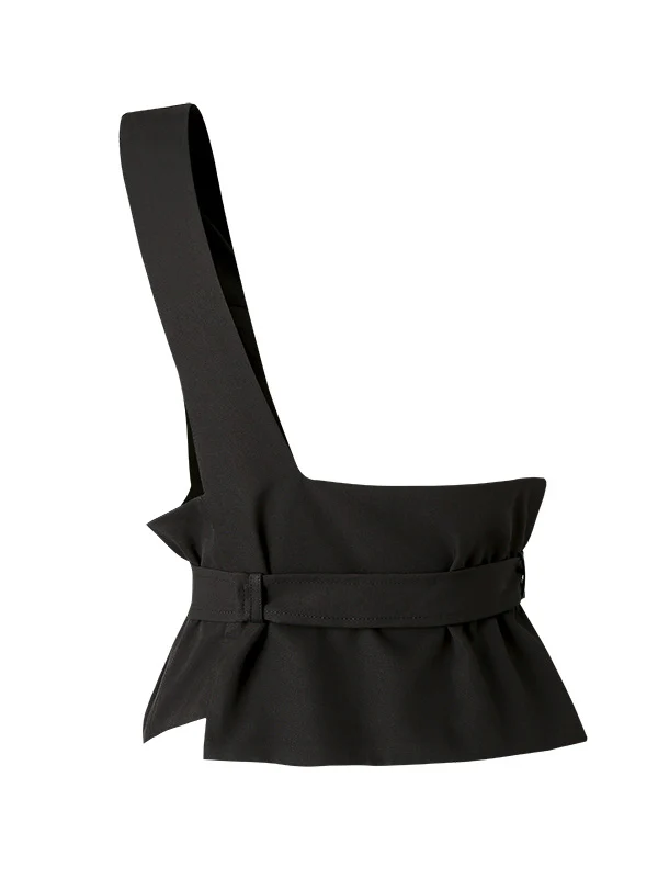 Stylish Belt Buckle Black Vest - Image 11
