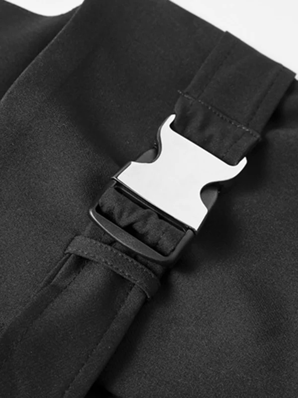 Stylish Belt Buckle Black Vest - Image 14