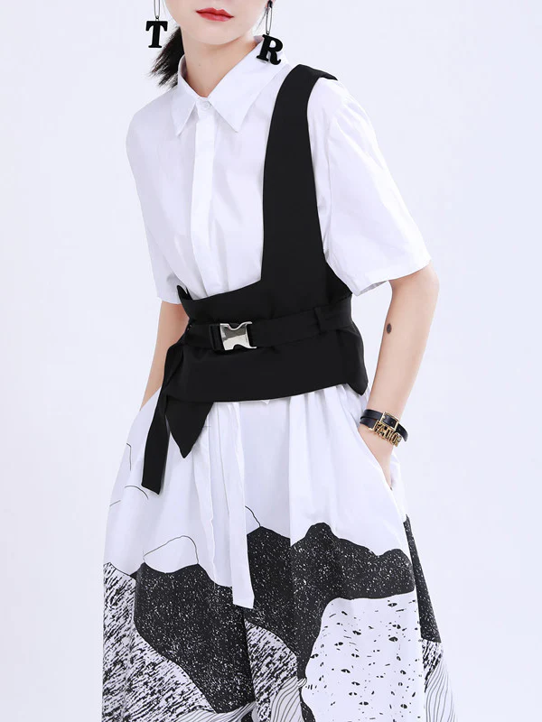 Stylish Belt Buckle Black Vest - Image 2