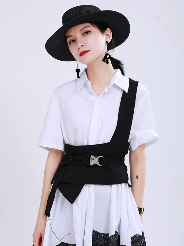 Stylish Belt Buckle Black Vest - Image 4