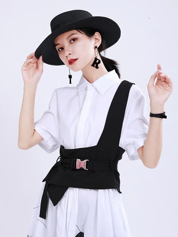 Stylish Belt Buckle Black Vest - Image 5