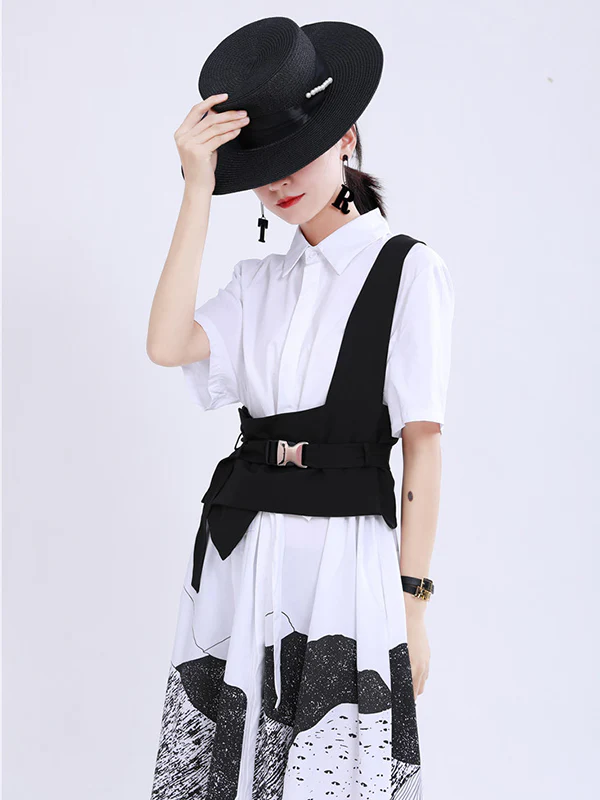 Stylish Belt Buckle Black Vest - Image 6