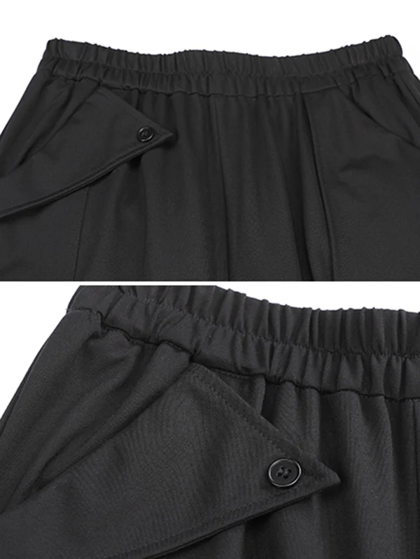 Stylish Black Asymmetric Elasticity Harem Pants - Image 15