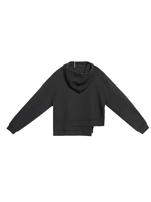 Stylish Black Asymmetric Zipper Hoodies - Image 12