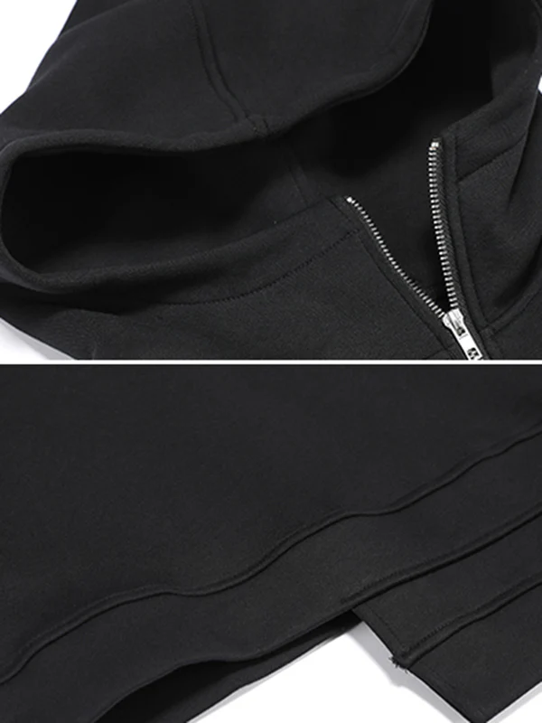 Stylish Black Asymmetric Zipper Hoodies - Image 13