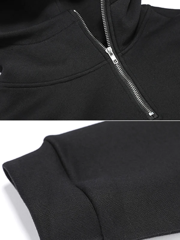 Stylish Black Asymmetric Zipper Hoodies - Image 14
