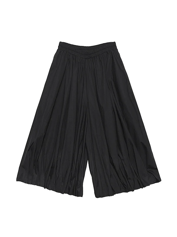 Stylish Black Solid Color High Waisted Wide Leg Pants - Image 10