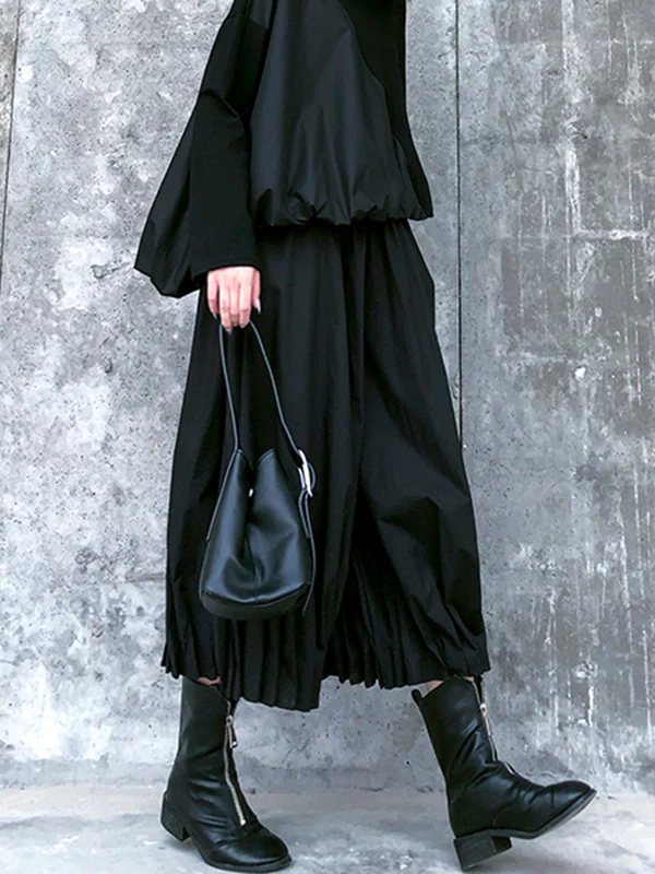 Stylish Black Solid Color High Waisted Wide Leg Pants - Image 3