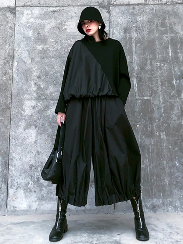 Stylish Black Solid Color High Waisted Wide Leg Pants - Image 5