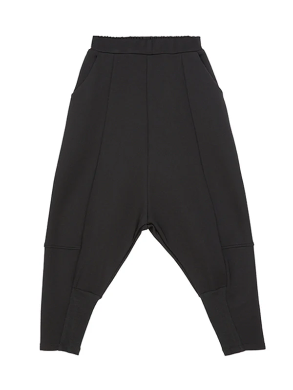 Stylish Black Velvet Split-Joint Harem Pants - Image 11