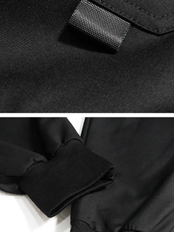 Stylish Drawstring Punk Empire Black Casual Overalls Pants - Image 8