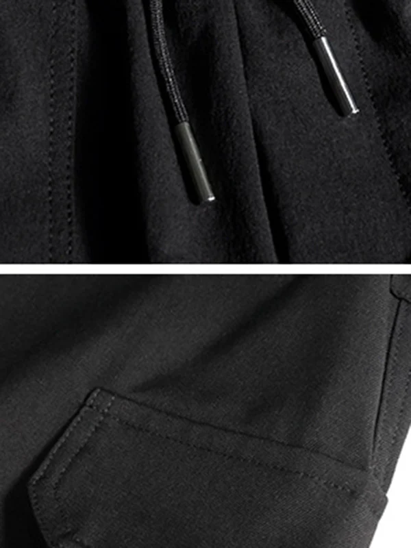 Stylish Drawstring Punk Empire Black Casual Overalls Pants - Image 9