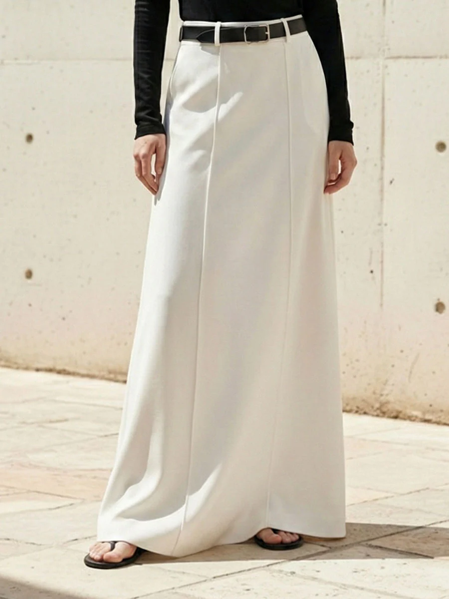 Stylish H-Line Solid Color Skirts Bottoms - Image 3