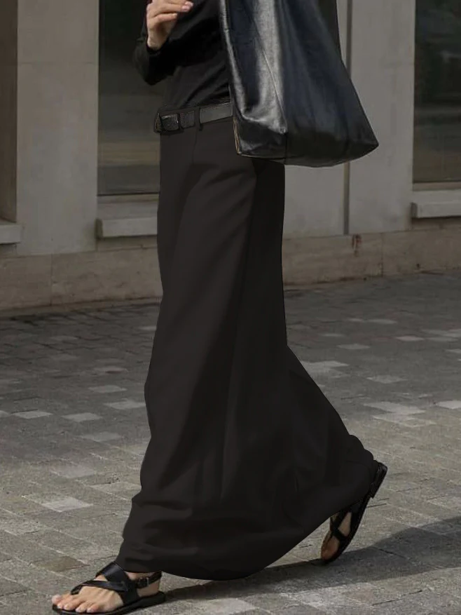 Stylish H-Line Solid Color Skirts Bottoms - Image 6