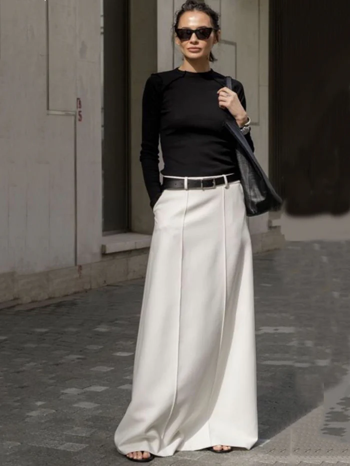 Stylish H-Line Solid Color Skirts Bottoms - Image 9
