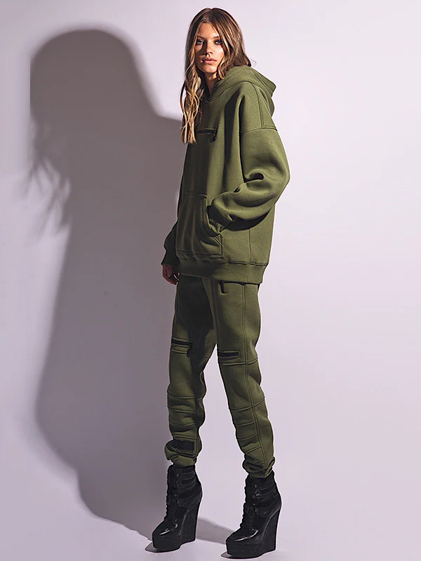 Stylish High-Waisted Solid Color Zipper Casual Sports Pants - Image 7