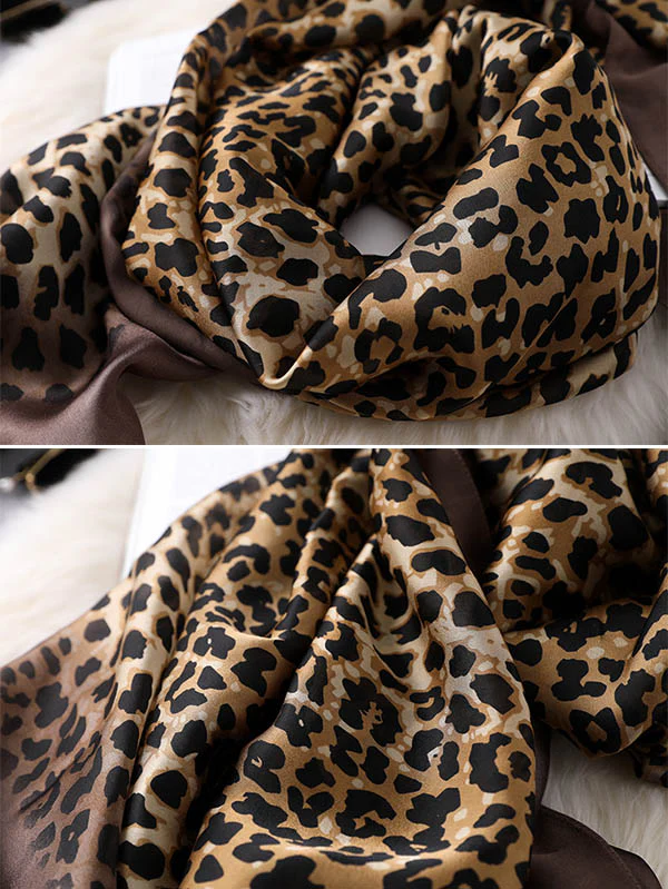Stylish Leopard Gradient Silk Scarf - Image 6