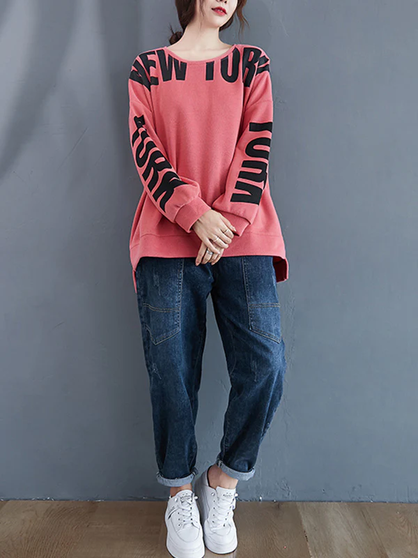 Stylish Letter Print Round-Neck Sweatshirt - Image 11