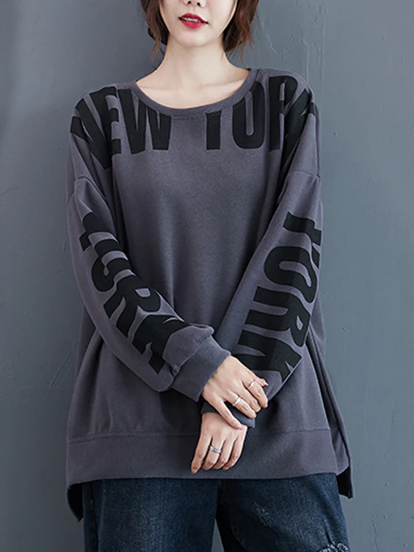 Stylish Letter Print Round-Neck Sweatshirt - Image 12