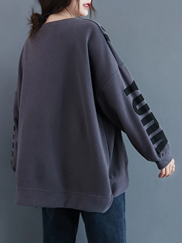 Stylish Letter Print Round-Neck Sweatshirt - Image 13