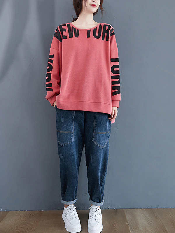 Stylish Letter Print Round-Neck Sweatshirt - Image 15