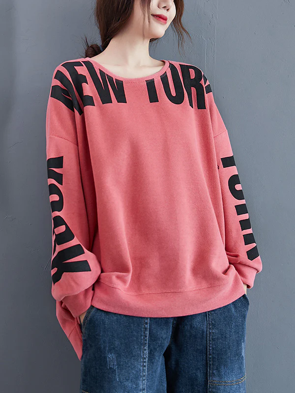 Stylish Letter Print Round-Neck Sweatshirt - Image 18
