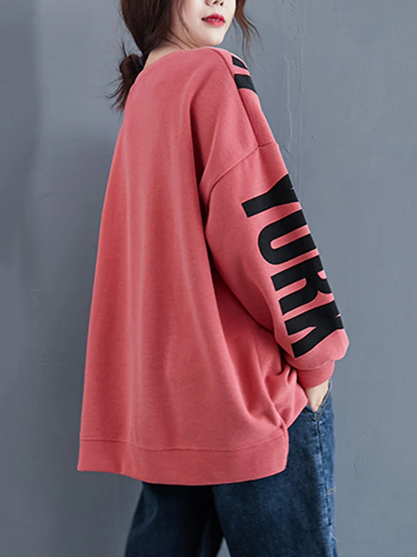 Stylish Letter Print Round-Neck Sweatshirt - Image 19