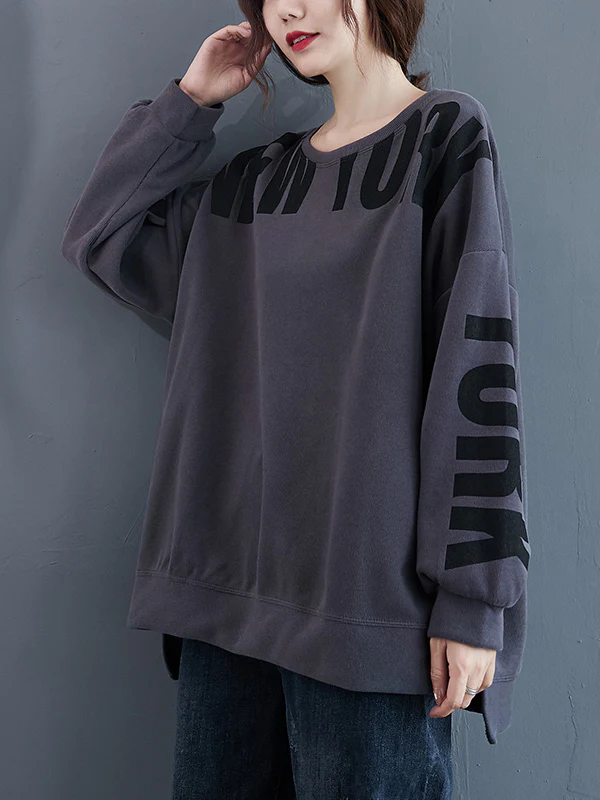 Stylish Letter Print Round-Neck Sweatshirt - Image 2