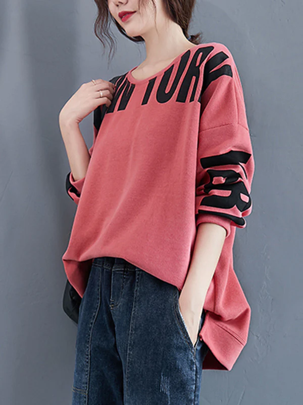 Stylish Letter Print Round-Neck Sweatshirt - Image 3