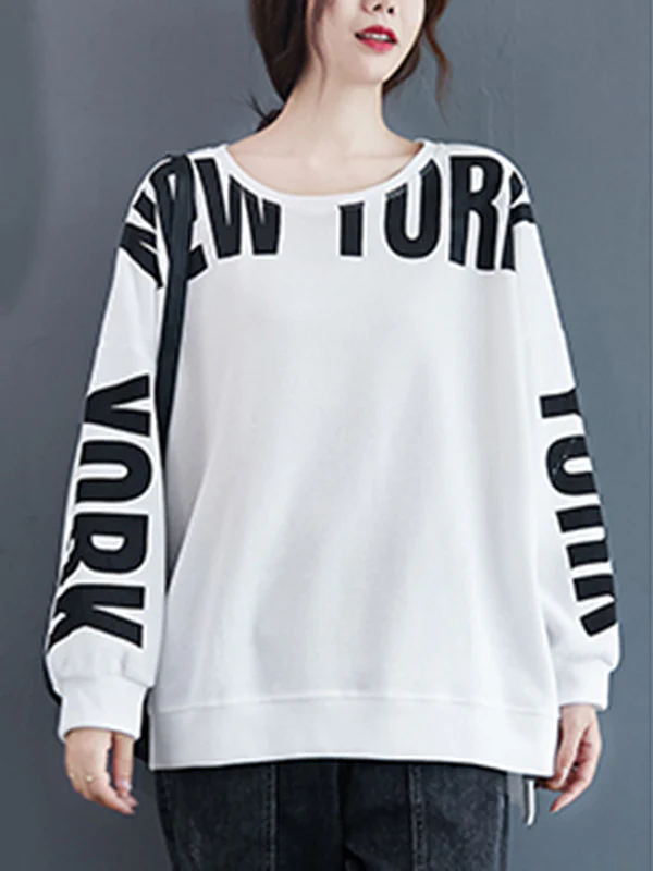 Stylish Letter Print Round-Neck Sweatshirt - Image 4