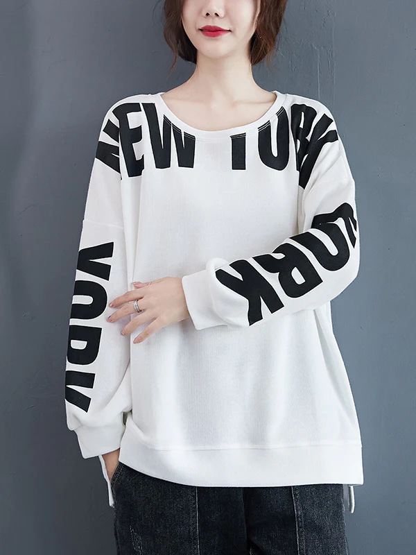 Stylish Letter Print Round-Neck Sweatshirt - Image 5
