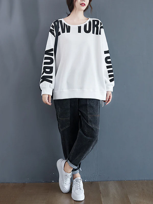 Stylish Letter Print Round-Neck Sweatshirt - Image 7