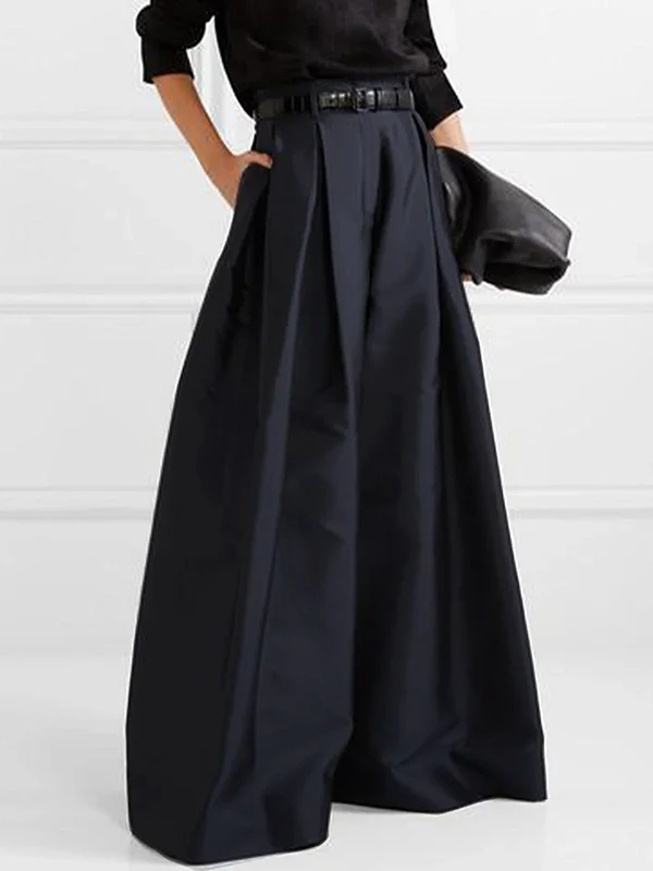 High Waisted Loose Pleated Solid Color Pants - Image 2
