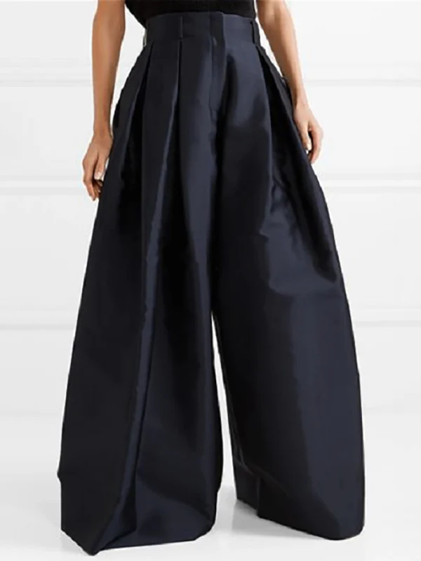 High Waisted Loose Pleated Solid Color Pants - Image 5