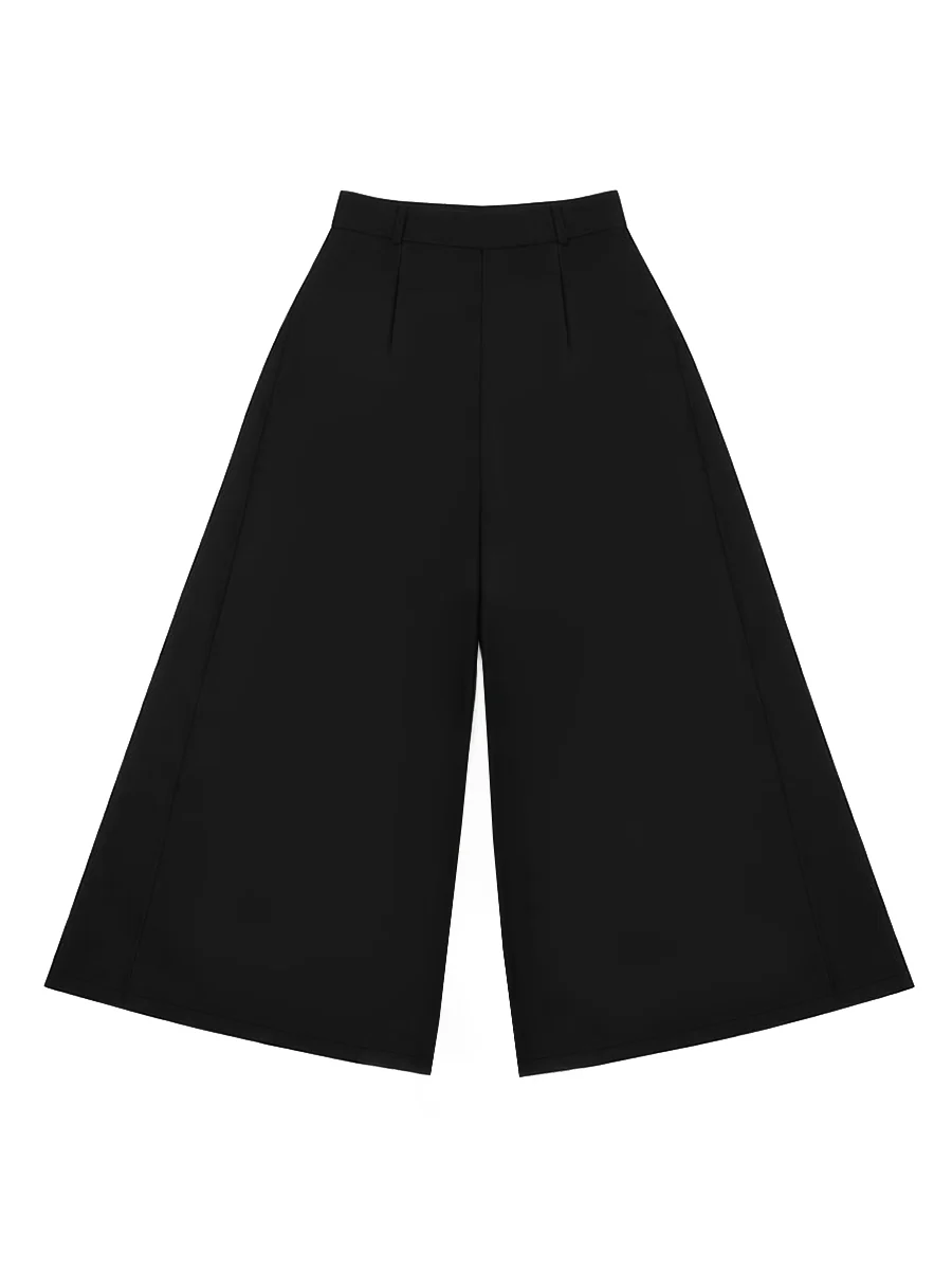 High Waisted Loose Pleated Solid Color Pants - Image 7