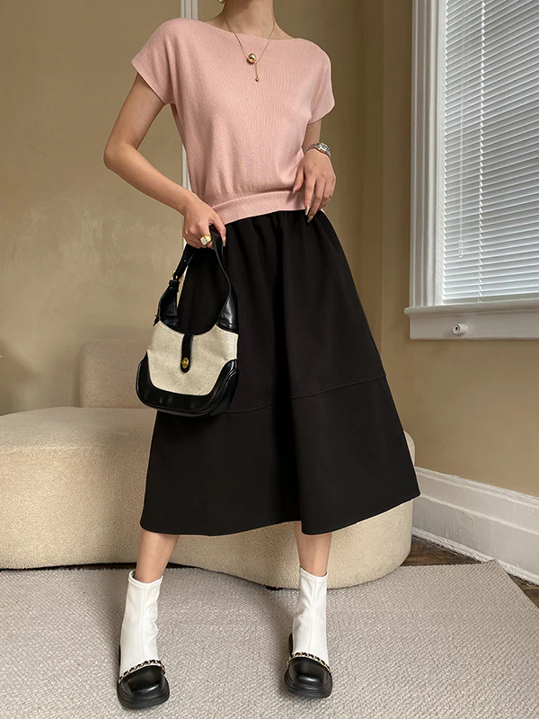 Stylish Loose Solid Color Boat Neck Knitwear Pullovers Tops - Image 21