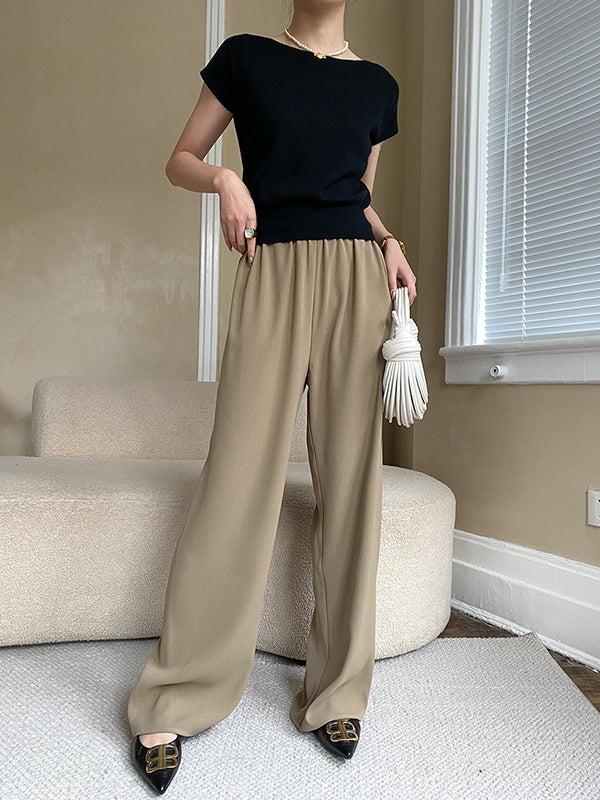 Stylish Loose Solid Color Boat Neck Knitwear Pullovers Tops - Image 27