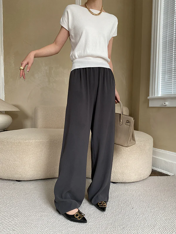 Stylish Loose Solid Color Boat Neck Knitwear Pullovers Tops - Image 30
