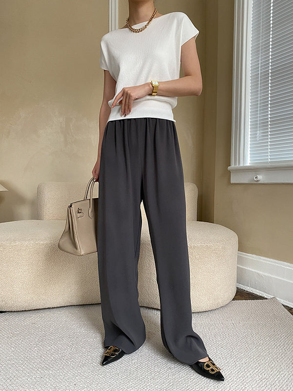 Stylish Loose Solid Color Boat Neck Knitwear Pullovers Tops - Image 31