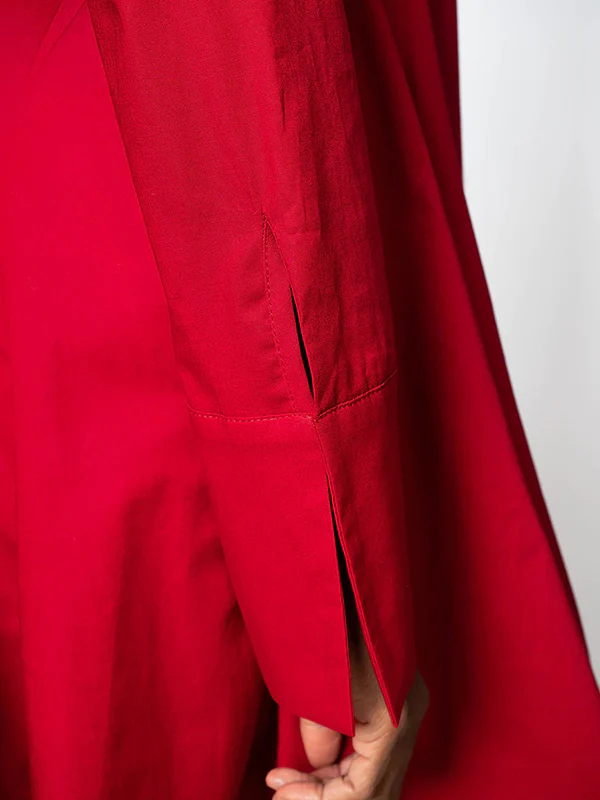 Stylish Loose Stand-Collar Long Sleeves Midi Dress - Image 8