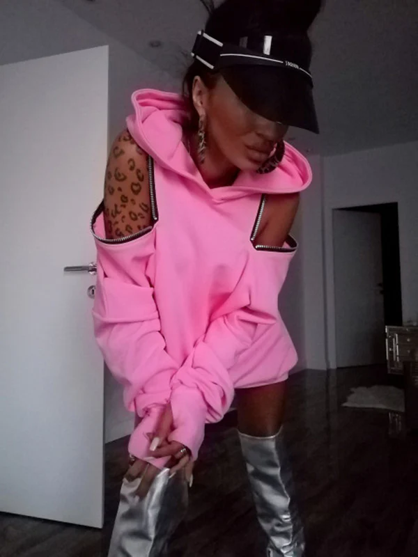 Stylish Off-The-Shoulder Letter Print Loose Hoodies&Sweatshirts Tops - Image 2