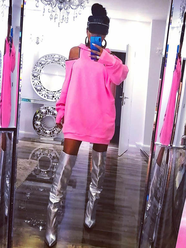 Stylish Off-The-Shoulder Letter Print Loose Hoodies&Sweatshirts Tops - Image 3
