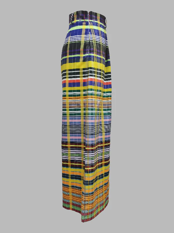 Stylish Selection Wide Leg Loose Checkerboard Printed Casual Pants Bottoms - Image 11