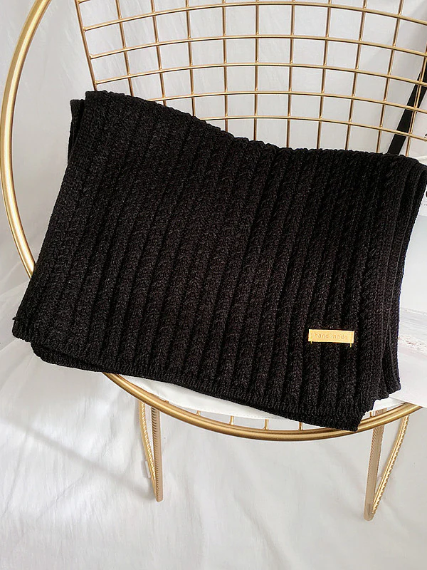 Stylish Solid Color Simple Warm Knitted Scarf - Image 11