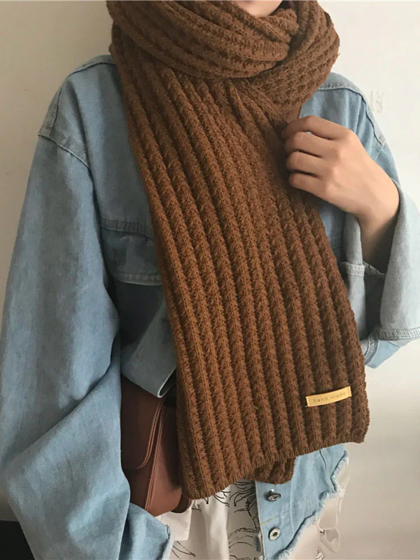 Stylish Solid Color Simple Warm Knitted Scarf - Image 2