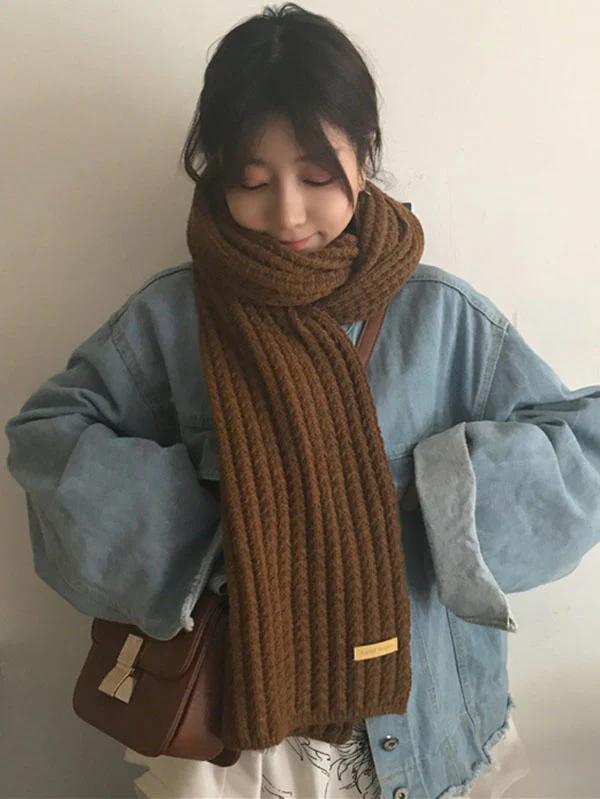 Stylish Solid Color Simple Warm Knitted Scarf - Image 5