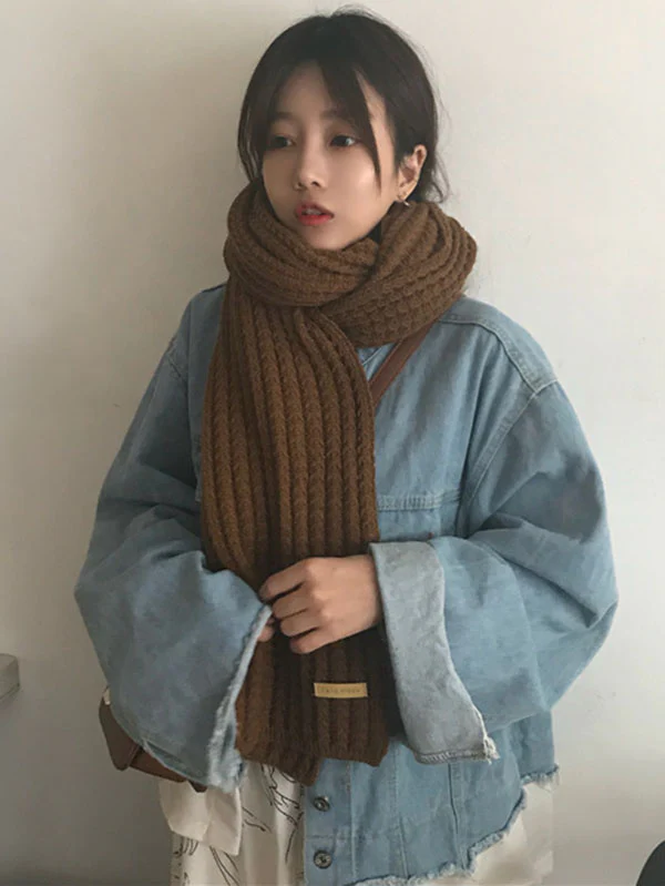 Stylish Solid Color Simple Warm Knitted Scarf - Image 6